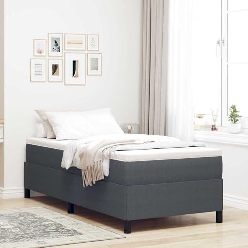 Tidyard Bettgestell Dunkelgrau 90x190 cm Cordstoff, Plattformbettgestell doppelbett einzelbetten für Schlafzimmer Gästezimmer42006943 von Tidyard