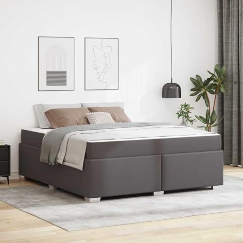 Tidyard Bettgestell Grau 180 x 200 cm Kunstleder, Plattformbettgestell doppelbett einzelbetten für Schlafzimmer Gästezimmer3399248 von Tidyard
