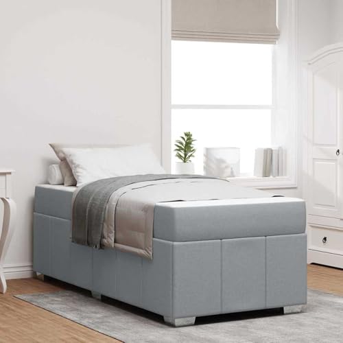 Tidyard Bettgestell Hellgrau 100 x 200 cm Stoff, Plattformbettgestell doppelbett einzelbetten für Schlafzimmer Gästezimmer3398265 von Tidyard