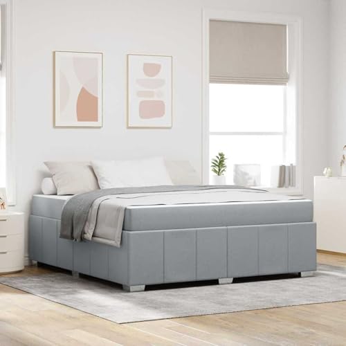 Tidyard Bettgestell Hellgrau 180 x 200 cm Stoff, Plattformbettgestell doppelbett einzelbetten für Schlafzimmer Gästezimmer3398300 von Tidyard