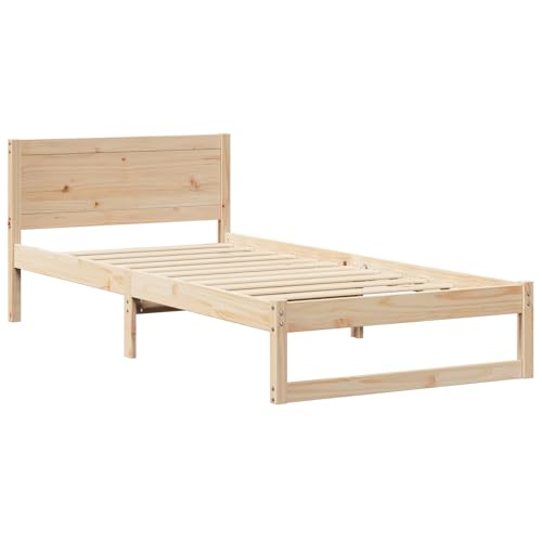 Tidyard Bettgestell Natur Massivholz Kiefer 90 x 200 cm Langlebig, Plattformbettgestell doppelbett einzelbetten für Schlafzimmer Gästezimmer873289 von Tidyard