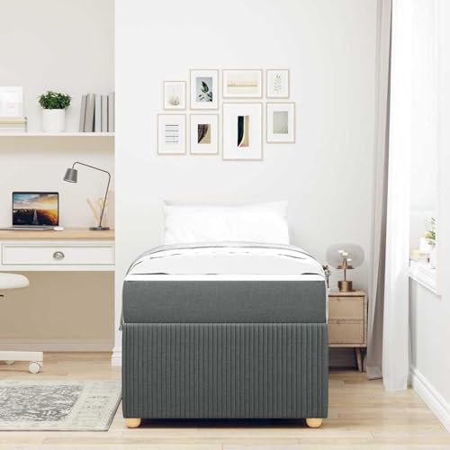 Tidyard Bettgestell Sonstiges Dunkelgrau 80 x 200 cm Stoff, Plattformbettgestell doppelbett einzelbetten für Schlafzimmer Gästezimmer3398315 von Tidyard