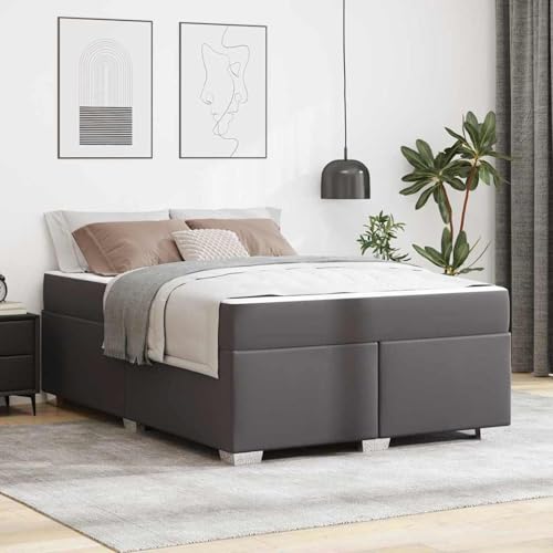 Tidyard Bettgestell Sonstiges Grau 160 x 200 cm Kunstleder, Plattformbettgestell doppelbett einzelbetten für Schlafzimmer Gästezimmer3399244 von Tidyard