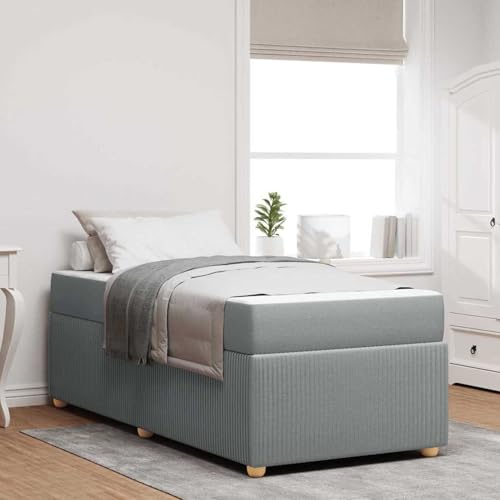 Tidyard Bettgestell Sonstiges Hellgrau 100 x 200 cm Stoff, Plattformbettgestell doppelbett einzelbetten für Schlafzimmer Gästezimmer3398353 von Tidyard