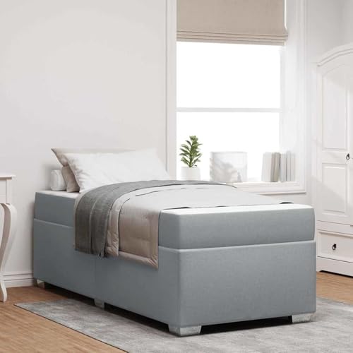 Tidyard Bettgestell Sonstiges Hellgrau 100 x 200 cm Stoff, Plattformbettgestell doppelbett einzelbetten für Schlafzimmer Gästezimmer3399166 von Tidyard