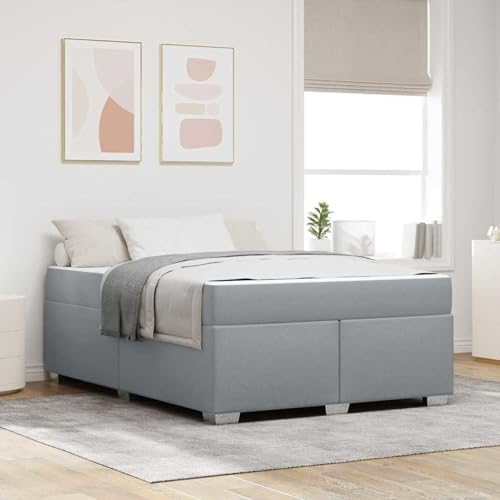 Tidyard Bettgestell Sonstiges Hellgrau 160 x 200 cm Stoff, Plattformbettgestell doppelbett einzelbetten für Schlafzimmer Gästezimmer3399194 von Tidyard