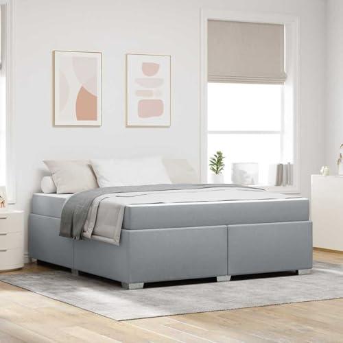 Tidyard Bettgestell Sonstiges Hellgrau 180 x 200 cm Stoff, Plattformbettgestell doppelbett einzelbetten für Schlafzimmer Gästezimmer3399201 von Tidyard