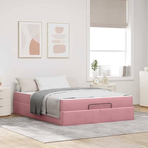 Tidyard Bettgestell Sonstiges Rosa 160 x 200 cm Samt, Plattformbettgestell doppelbett einzelbetten für Schlafzimmer Gästezimmer3399575 von Tidyard