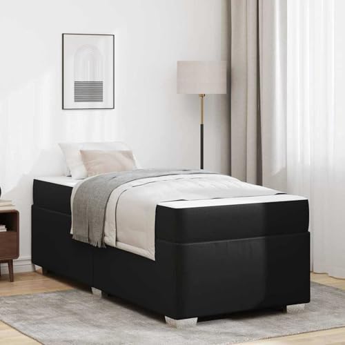 Tidyard Bettgestell Sonstiges Schwarz 100 x 200 cm Kunstleder, Plattformbettgestell doppelbett einzelbetten für Schlafzimmer Gästezimmer3399226 von Tidyard