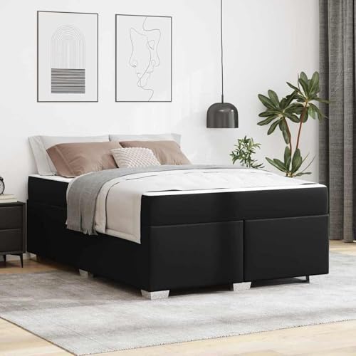 Tidyard Bettgestell Sonstiges Schwarz 160 x 200 cm Kunstleder, Plattformbettgestell doppelbett einzelbetten für Schlafzimmer Gästezimmer3399242 von Tidyard