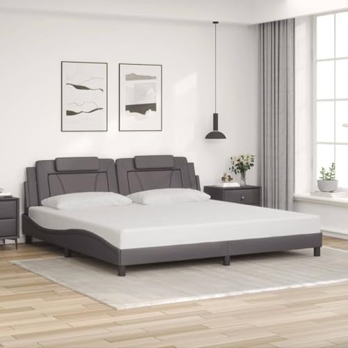 Tidyard Bettgestell Viana ohne Matratze Grau 200x200 cm Kunstleder, Plattformbettgestell doppelbett einzelbetten für Schlafzimmer Gästezimmer3208120 von Tidyard