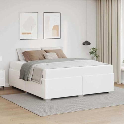 Tidyard Bettgestell Weiß 180 x 200 cm Kunstleder, Plattformbettgestell doppelbett einzelbetten für Schlafzimmer Gästezimmer3399247 von Tidyard
