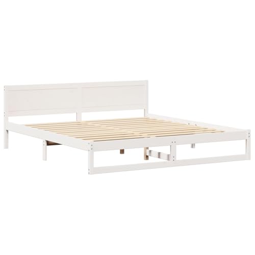 Tidyard Bettgestell Weiß Holz 180 x 200 cm Langlebig Bettgestell, Plattformbettgestell doppelbett einzelbetten für Schlafzimmer Gästezimmer873263 von Tidyard