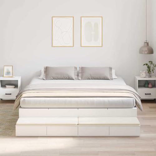 Tidyard Bettgestell Weiß Holzwerkstoff 180 x 200 x 31,5 cm, Plattformbettgestell doppelbett einzelbetten für Schlafzimmer Gästezimmer3335661 von Tidyard