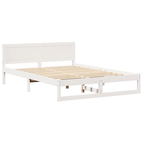 Tidyard Bettgestell Weiß Massivholz Kiefer 160 x 200 cm Langlebig, Plattformbettgestell doppelbett einzelbetten für Schlafzimmer Gästezimmer873266 von Tidyard