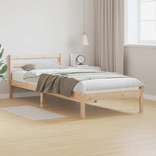 Tidyard Bettgestell mit Kopfteil 100x210 cm Massivholz Kiefer, Plattformbettgestell doppelbett einzelbetten für Schlafzimmer Gästezimmer869764 von Tidyard