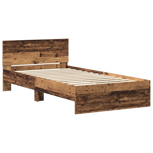Tidyard Bettgestell mit Kopfteil Altholz 100 x 200 cm Massivholz Kiefer, Plattformbettgestell doppelbett einzelbetten für Schlafzimmer Gästezimmer3376050 von Tidyard