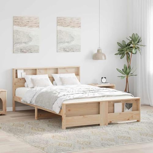 Tidyard Bettgestell mit Kopfteil Braun 160 x 200 cm Massivholz Kiefer, Plattformbettgestell doppelbett einzelbetten für Schlafzimmer Gästezimmer3394219 von Tidyard