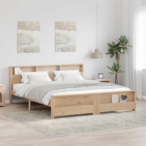 Tidyard Bettgestell mit Kopfteil Braun 180 x 200 cm Massivholz Kiefer, Plattformbettgestell doppelbett einzelbetten für Schlafzimmer Gästezimmer3394216 von Tidyard