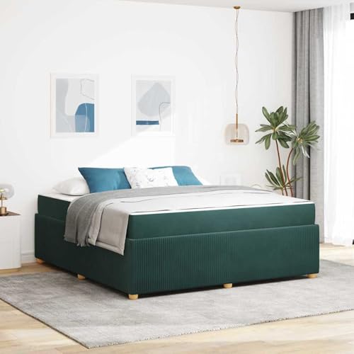 Tidyard Bettgestell mit Matratze Dunkelgrün 180 x 200 cm Samt, Plattformbettgestell doppelbett einzelbetten für Schlafzimmer Gästezimmer3398428 von Tidyard