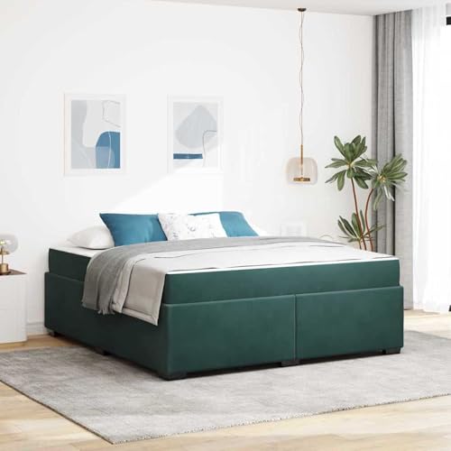 Tidyard Bettgestell mit Matratze Dunkelgrün 180 x 200 cm Samt, Plattformbettgestell doppelbett einzelbetten für Schlafzimmer Gästezimmer3399305 von Tidyard