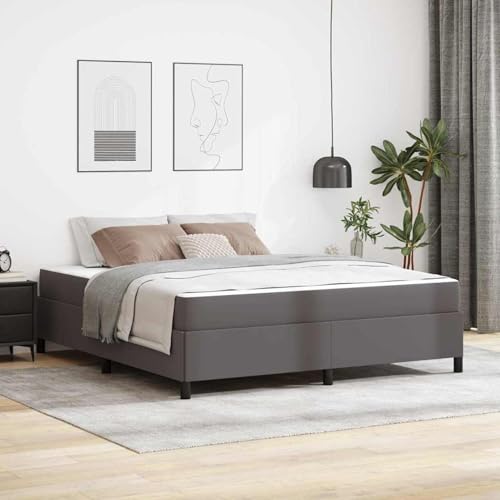 Tidyard Bettgestell mit Matratze Grau 180 x 200 cm Kunstleder, Plattformbettgestell doppelbett einzelbetten für Schlafzimmer Gästezimmer3399017 von Tidyard