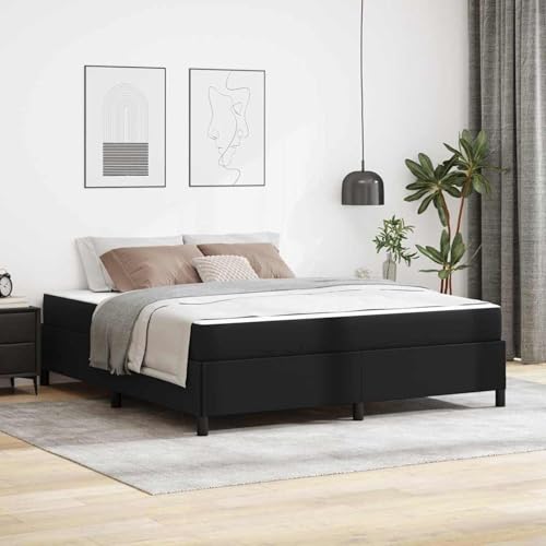 Tidyard Bettgestell mit Matratze Schwarz 180 x 200 cm Kunstleder, Plattformbettgestell doppelbett einzelbetten für Schlafzimmer Gästezimmer3399014 von Tidyard
