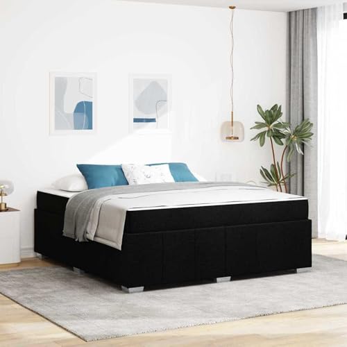 Tidyard Bettgestell mit Matratze Schwarz 180 x 200 cm Stoff, Plattformbettgestell doppelbett einzelbetten für Schlafzimmer Gästezimmer3398302 von Tidyard
