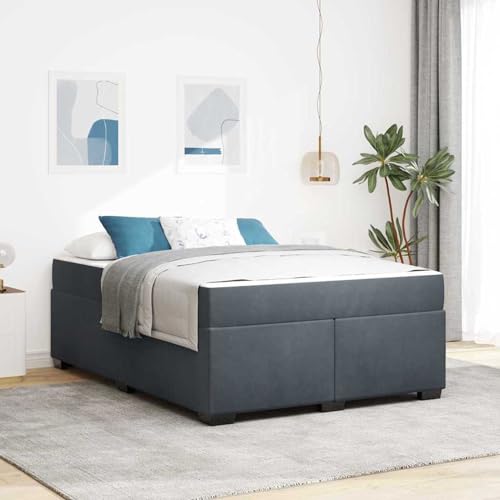 Tidyard Bettgestell mit Matratze Sonstiges Dunkelgrau 160 x 200 cm Samt, Plattformbettgestell doppelbett einzelbetten für Schlafzimmer Gästezimmer3399297 von Tidyard