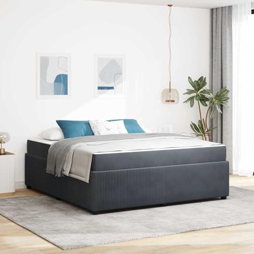 Tidyard Bettgestell mit Matratze Sonstiges Dunkelgrau 180 x 200 cm Samt, Plattformbettgestell doppelbett einzelbetten für Schlafzimmer Gästezimmer3398426 von Tidyard