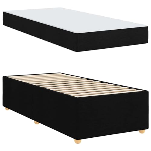 Tidyard Bettgestell mit Matratze Sonstiges Schwarz 100 x 200 cm Stoff, Plattformbettgestell doppelbett einzelbetten für Schlafzimmer Gästezimmer3399337 von Tidyard