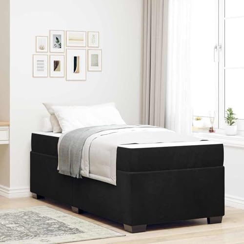 Tidyard Bettgestell mit Matratze Sonstiges Schwarz 90 x 200 cm Samt, Plattformbettgestell doppelbett einzelbetten für Schlafzimmer Gästezimmer3399268 von Tidyard