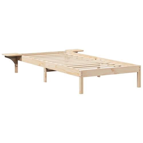 Tidyard Bettgestell mit Nachttischen Braun 90 x 200 cm Braun, Plattformbettgestell doppelbett einzelbetten für Schlafzimmer Gästezimmer873205 von Tidyard