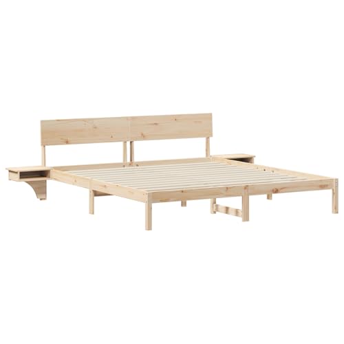 Tidyard Bettgestell mit Nachttischen mit Kopfteil Braun 180 x 200 cm, Plattformbettgestell doppelbett einzelbetten für Schlafzimmer Gästezimmer873436 von Tidyard