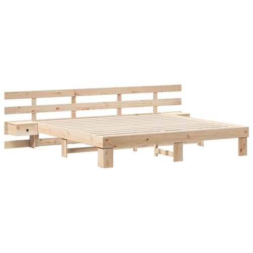 Tidyard Bettgestell mit Schubladen Braun 180 x 200 cm Massivholz, Plattformbettgestell doppelbett einzelbetten für Schlafzimmer Gästezimmer3385679 von Tidyard