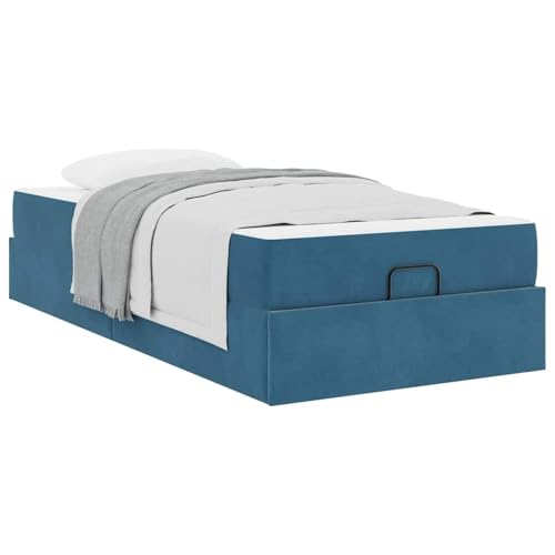 Tidyard Bettgestell mit Speicher Blau 100 x 200 cm Samt, Plattformbettgestell doppelbett einzelbetten für Schlafzimmer Gästezimmer3399544 von Tidyard
