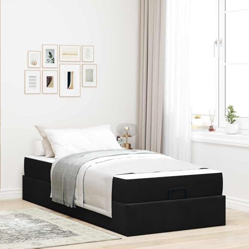 Tidyard Bettgestell mit Speicher Schwarz 90 x 200 cm Samt, Plattformbettgestell doppelbett einzelbetten für Schlafzimmer Gästezimmer3399536 von Tidyard