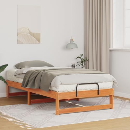 Tidyard Bettgestell mit Tragegriffen Braun 90 x 200 cm, Plattformbettgestell doppelbett einzelbetten für Schlafzimmer Gästezimmer873147 von Tidyard