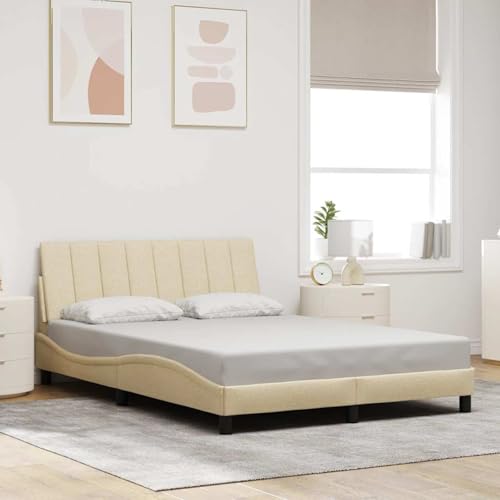 Tidyard Bettgestell ohne Matratze Creme 140x190 cm Stoff, Plattformbettgestell doppelbett einzelbetten für Schlafzimmer Gästezimmer3310389 Tidyard Bettgestell ohne Matratze Creme 140x190 cm Stoff, Plattformbettgestell doppelbett einzelbetten für Schlafzimmer Gästezimmer3310389 von Tidyard