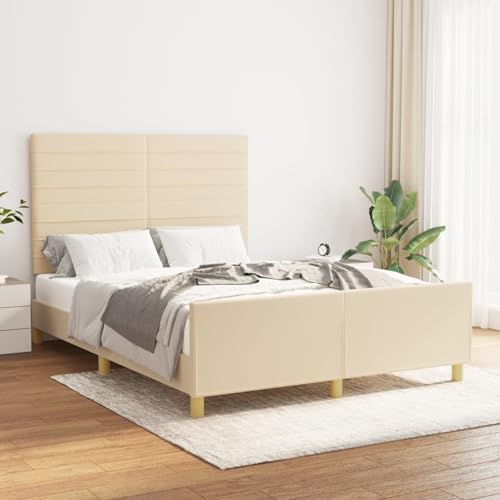 Tidyard Bettgestell ohne Matratze Creme 140x200 cm Stoff von Tidyard