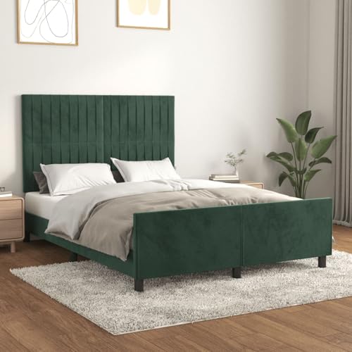 Tidyard Bettgestell ohne Matratze Dunkelgrün 140x200 cm Samt, Plattformbettgestell doppelbett einzelbetten für Schlafzimmer Gästezimmer3125882 von Tidyard