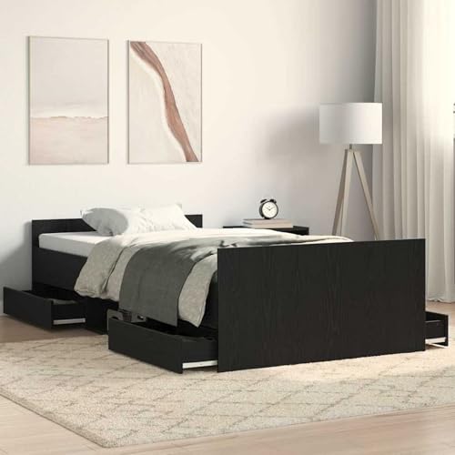 Tidyard Bettgestell ohne Matratze Schwarz Eiche 90x190 cm Holzwerkstoff, Plattformbettgestell doppelbett einzelbetten für Schlafzimmer Gästezimmer3329328 von Tidyard