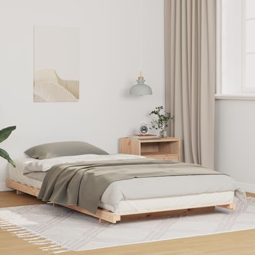 Tidyard Bodenbettgestell Braun 100 x 200 cm Massivholz Kiefer, Plattformbettgestell doppelbett einzelbetten für Schlafzimmer Gästezimmer873085 von Tidyard