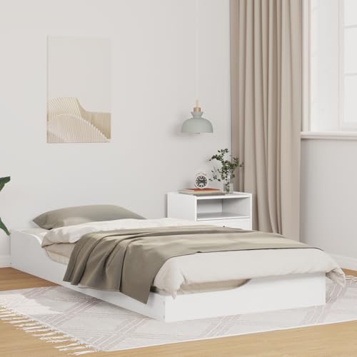 Tidyard Bodenbettgestell Weiß 90 x 200 cm Massivkiefer, Plattformbettgestell doppelbett einzelbetten für Schlafzimmer Gästezimmer873389 von Tidyard