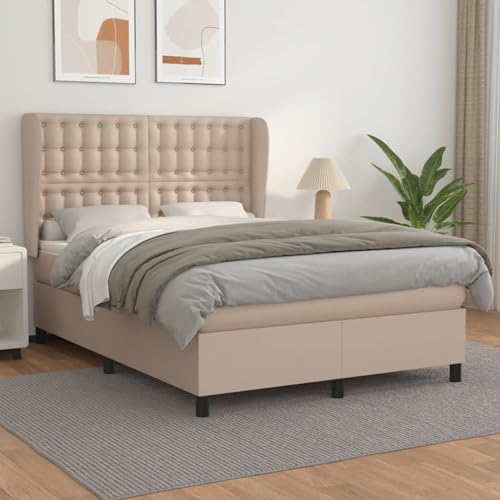 Tidyard Boxspringbett Matratze Cappuccino-Braun 140x190cm Kunstleder, Modernes Polster Bett für Schlafzimmer Hotelzimmer Gästezimmer3129032 von Tidyard