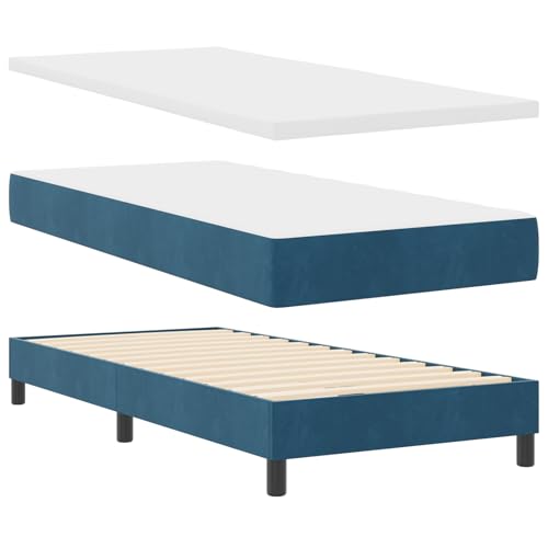 Tidyard Boxspringbett mit Matratze Dunkelblau 100x200 cm Samt Modernes Bett für Schlafzimmer Gästezimmer Apartments von Tidyard