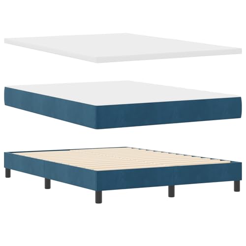 Tidyard Boxspringbett mit Matratze Dunkelblau 140x190 cm Samt Modernes Bett für Schlafzimmer Gästezimmer Apartments von Tidyard