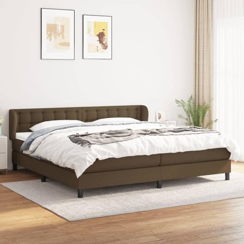 Tidyard Boxspringbett mit Matratze Dunkelbraun 200x200 cm Stoff, Modernes Polster Bett für Schlafzimmer Hotelzimmer Gästezimmer3126592 von Tidyard