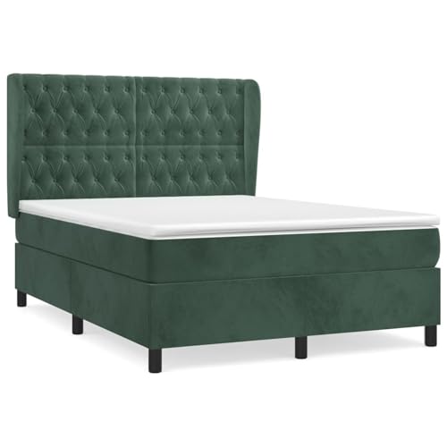 Tidyard Boxspringbett mit Matratze Dunkelgr¨¹n 140x190 cm Samt von Tidyard