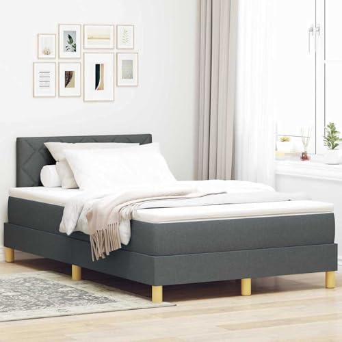 Tidyard Boxspringbett mit Matratze Dunkelgrau 120x200 cm Stoff, Modernes Polster Bett für Schlafzimmer Hotelzimmer Gästezimmer3338987 von Tidyard